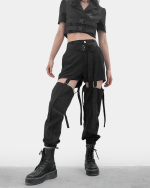 Black Cargo Pants Womens High Waisted