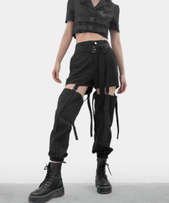 Black Cargo Pants Womens High Waisted
