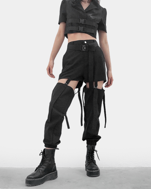 Black Cargo Pants Womens High Waisted