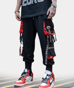 Black And Red Cargo Pants