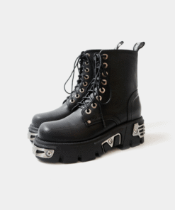 Black Boots With Metal Detail