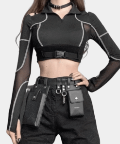 Black Buckle Crop Top