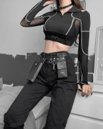 Black Buckle Crop Top