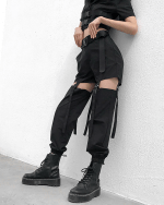 Black Cargo Pants Womens High Waisted