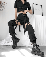 Black Cargo Pants Womens High Waisted